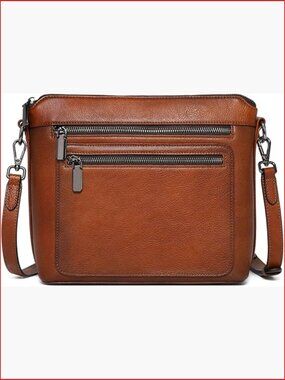 Genuine Leather Crossbody Bag Purse with Multiple Pockets Shoulder Satchel